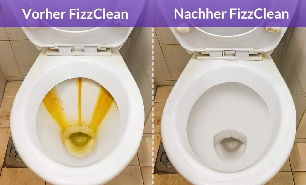 FizzClean Erfahrungen – Toilette vorher nachher bei Kalk und Urinstein